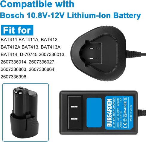 10.8V-12V Li-ion Charger BC330 BC430 for Bosch 12-Volt Li-ion Batteries BAT411 GBA12V30 BAT411A BAT412 BAT412A BAT413 BAT413A BAT414 D-70745 2607225146 in Kuwait