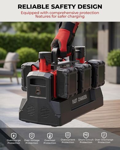 8 Ports Rapid Charger Station Fits for Milwaukee M12V & M18V Battery | Fast Charging Station for Milwaukee Battery with USB & Type-C, Active Cooling Fan, for Home, Garage, Workshop & Jobsite in Kuwait