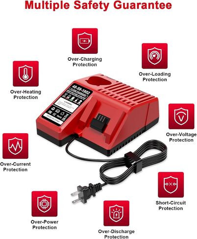 Compatible with for Milwaukee 12V/18V Charger, Compatible with 12V 18V Battery，48-11-2420 48-11-1815 48-11-1840 48-11-1841 48-11-1850 in Kuwait