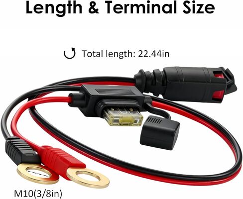 2 Pack GC008 X-Connect Wire Harness Compatible with NOCO Battery Charger, M10 (3/8in) XL Eyelet Terminal Connector, Smart Battery Trickle Charger Extension Cable Replacement in Kuwait