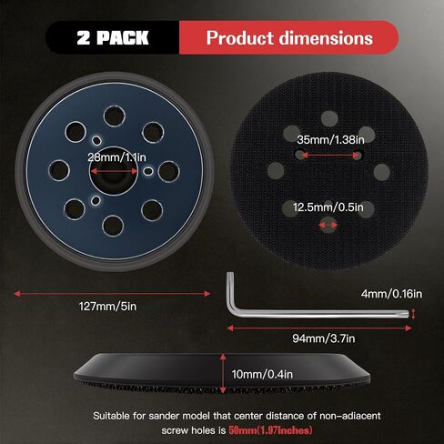 2 Pack 5 Inch 8 Hole Orbital Sander Replacement Pad Compatible with Hitachi SV13YA, SV13YB in Kuwait