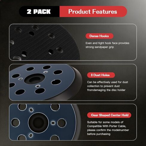 2 Pack 5 Inch 8 Hole Orbital Sander Replacement Pad Compatible with Hitachi SV13YA, SV13YB in Kuwait