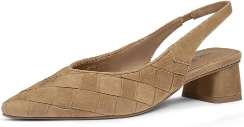 Block Heels for Women Woven Slingback Low Chunky Pumps in Kuwait