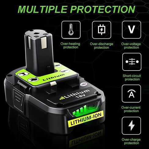 Replacement for Ryobi 18V Battery: 4.0Ah Lithium-Ion for P107 P108 P109 Cordless Power Tools Craft Creator Woodworker Gardening Work 1 Pack in Kuwait
