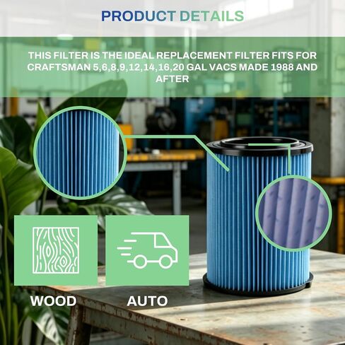 38751 Replacement Filter Compatible with CRAFTSMAN CMXZVBE38751 Fine Dust Wet Dry Vac, Fit 5 to 20 Gallon shop vacuums, 1 Pack in Kuwait