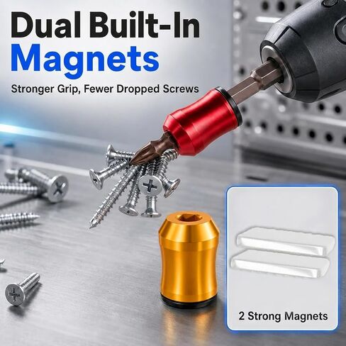 2 Pcs Magnetic Screw Ring Set, Drill Bit Screw Holder | 1 inch removable coil for hex shank screwdriver bits and drills, holds ferrous screws for home repairs and workshop projects in Kuwait