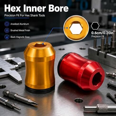 2 Pcs Magnetic Screw Ring Set, Drill Bit Screw Holder | 1 inch removable coil for hex shank screwdriver bits and drills, holds ferrous screws for home repairs and workshop projects in Kuwait