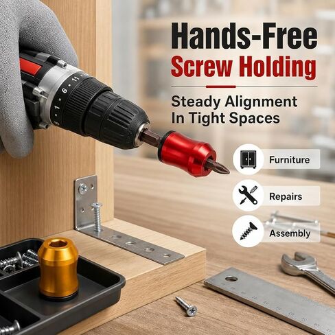 2 Pcs Magnetic Screw Ring Set, Drill Bit Screw Holder | 1 inch removable coil for hex shank screwdriver bits and drills, holds ferrous screws for home repairs and workshop projects in Kuwait