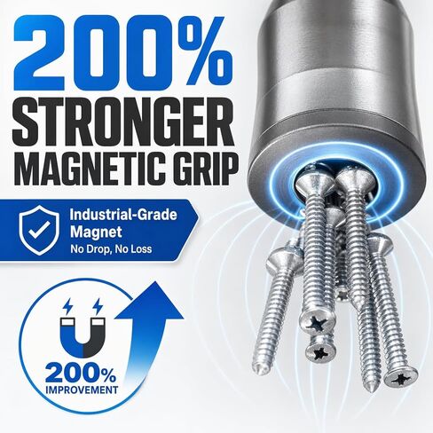 Magnetic Screw Holder Set, 3 Rings & 6 Double-Ended PH2 Bits | Removable Magnetic Ring; Three Bit Sizes 50/65/100 mm; 1/4" Hex Shank; One-Handed Screw Starting; Fit Deep and Tight Spaces in Kuwait