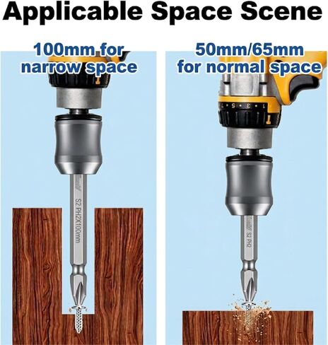 Magnetic Screw Holder Set, 3 Rings & 6 Double-Ended PH2 Bits | Removable Magnetic Ring; Three Bit Sizes 50/65/100 mm; 1/4" Hex Shank; One-Handed Screw Starting; Fit Deep and Tight Spaces in Kuwait