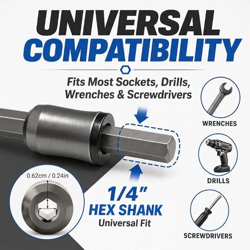 Magnetic Screw Holder Set, 3 Rings & 6 Double-Ended PH2 Bits | Removable Magnetic Ring; Three Bit Sizes 50/65/100 mm; 1/4" Hex Shank; One-Handed Screw Starting; Fit Deep and Tight Spaces in Kuwait