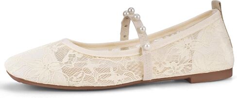 Woven Mary Jane Flats for Women with Memory Foam Insole, Comfortable Mesh Ballet Flats, 1.4-Inch Inner Lift, Fold-Down Heel in Kuwait