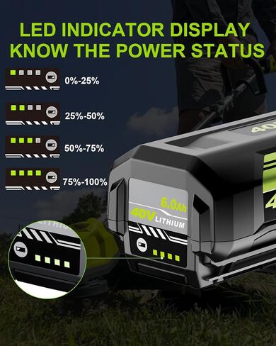 2Pack 6.0Ah Replacement for Ryobi 40V Battery Compatible with Ryobi 40 Volt Lithium ion OP40401 OP4026 OP40261 OP4050 Battery and Cordless Power Tools in Saudi Arabia