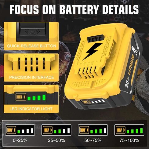 2-Pack Replacement for Dewalt 20V 8.0Ah Lithium-Ion Battery High Capacity 8,000mAh Replacement for DCB200/DCB201/DCB203/DCB206 Battry Compatible with Dewalt 20V Max Tools in Kuwait