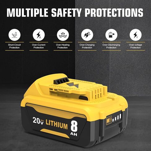 2-Pack Replacement for Dewalt 20V 8.0Ah Lithium-Ion Battery High Capacity 8,000mAh Replacement for DCB200/DCB201/DCB203/DCB206 Battry Compatible with Dewalt 20V Max Tools in Kuwait