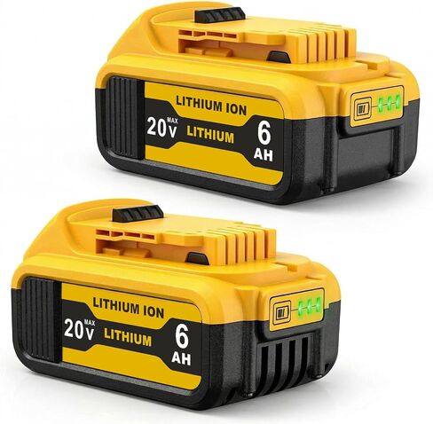 2-Packs 6000mAh Lithium-Ion Replace for Dewalt 20V Max Battery Compatible with DCB206 DCB201 DCB203 DCB207 DCB205 DCB204 Cordless Power Tools and Chargers in Saudi Arabia