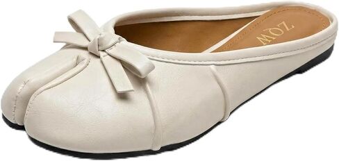 ZQW Women's Tabi Flat Mules, Comfortable Split Toe Barefoot Slides, Breathble Wide Width Backless Slip On Bownot Ballet Flats, Casual Office Cute Dressy Daily Walking Shoes in Kuwait