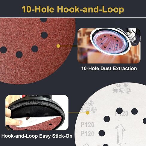 50 PCS 9 Inch 10 Hole Sanding Discs 150 Grit Hook and Loop Sandpaper for Drywall Sander in Kuwait