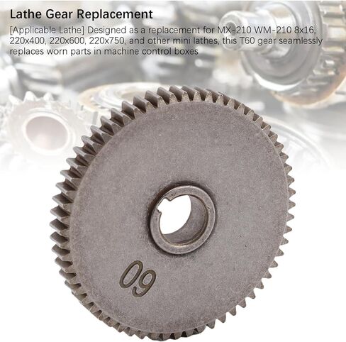 Diydeg 60T Mini Lathe Gear, T60 Gear Replacement Gear for MX-210 WM-210 8x16 220x400 220x600 220x750 Mini Lathe and Mill, Metal Transmission Gear Metal Cutting Machine 60 Teeth Gear in Kuwait
