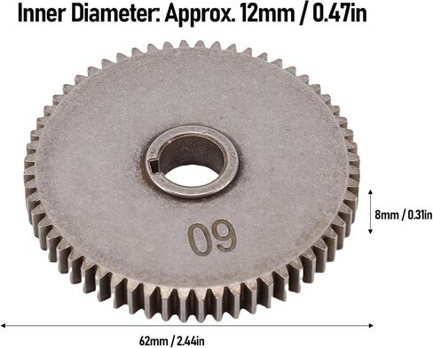 Diydeg 60T Mini Lathe Gear, T60 Gear Replacement Gear for MX-210 WM-210 8x16 220x400 220x600 220x750 Mini Lathe and Mill, Metal Transmission Gear Metal Cutting Machine 60 Teeth Gear in Kuwait