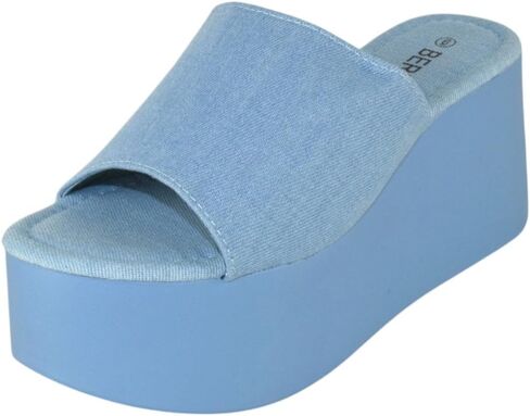 Berness Women's Platform Wedge Slide Sandals – Open Toe Slip-On Flatform Mule Sandals, Comfortable Summer Shoes Flora in Kuwait