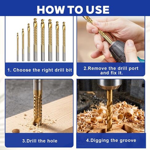 8Pcs Cutting Drill Bit,Metal Twist Side Drill Saw Bit | 3-10mm Hex Shank Serrated Cutting Drills Bits, for Metal Wood Plastic Drilling and Cuttings in Kuwait