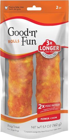 Good ‘n’ Fun Triple Flavor Chews for Large Dogs, Treat Your Dog to Long-Lasting Chews Made with Beef Hide, Chicken and Artificial Pork Flavor, 2 Count in Saudi Arabia