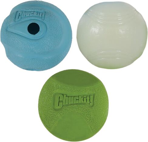 Chuckit! Gen 1 Fetch Medley Dog Balls - Interactive Dog Toys, High-Bounce Fetch Ball, Floating Ultra and Rugged Balls, Durable - Size Medium, 2.5-inch Diameter, Set of 3 in Saudi Arabia