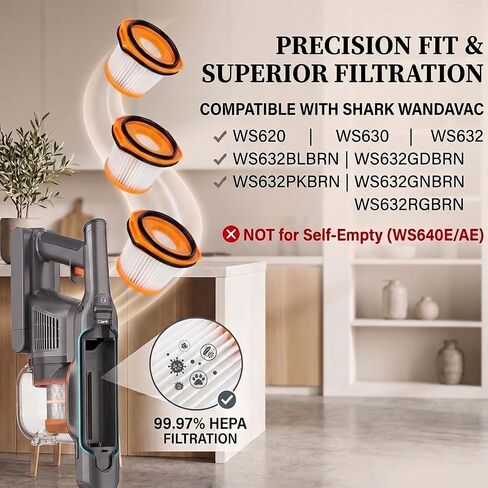 8-Pack Replacement Filter for Shark Wandvac System WS620 WS632 WS630 WS642 Cordless Stick Vacuum, Washable Reusable Vacuum Filters, Part # XFFWV360 in Kuwait