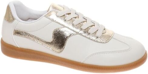 Pierre Dumas Women's Great-1 Fashion Sneakers, Low Top, White with Gum Sole in Kuwait