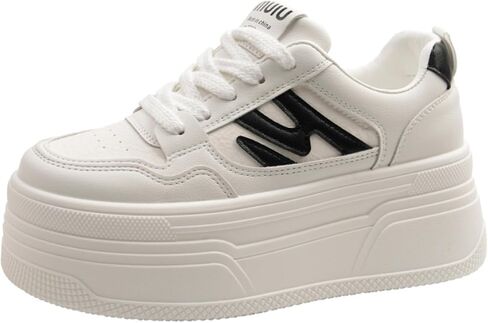 Women's Chunky Sole Sneakers: Chunky Sole Design, Minimalist Pattern Accents, Breathable Upper — Trendy Casual Style, Suitable for Daily Wear, Street Looks and Urban Fashion Matching in Kuwait