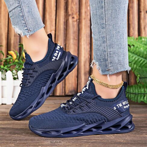 Women's Fashionable Walking Shoes, Sports Shoes, Minimalist Solid Color | Lightweight, Comfortable, Affordable, Breathable, Lace-Up, Soft Sole Design, , Daily Commute, Campus Wear, Workouts Blue in Kuwait