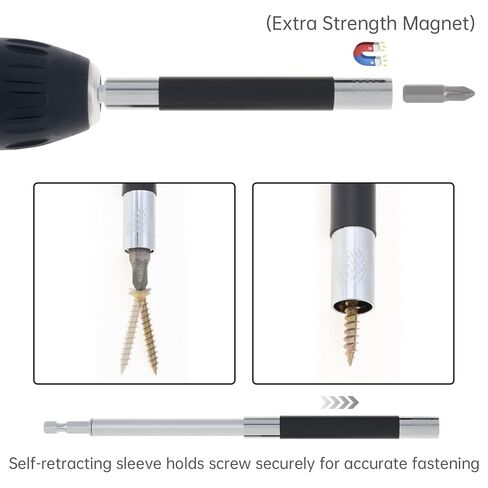 ChgImposs 5PCS Magnetic Drill Bit Extension Set – 60/100/150MM (2-3/8",4",6",) Fixed + 80/120MM(3.15"/4.72") Adjustable Magnetic Screwdriver Bit Holders, 1/4" Hex Quick Release Adapter in Kuwait