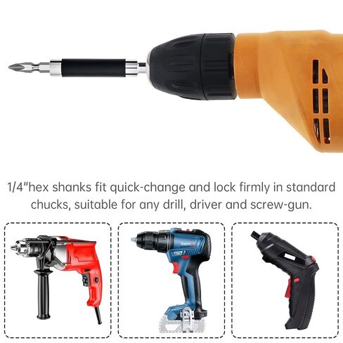 ChgImposs 5PCS Magnetic Drill Bit Extension Set – 60/100/150MM (2-3/8",4",6",) Fixed + 80/120MM(3.15"/4.72") Adjustable Magnetic Screwdriver Bit Holders, 1/4" Hex Quick Release Adapter in Kuwait