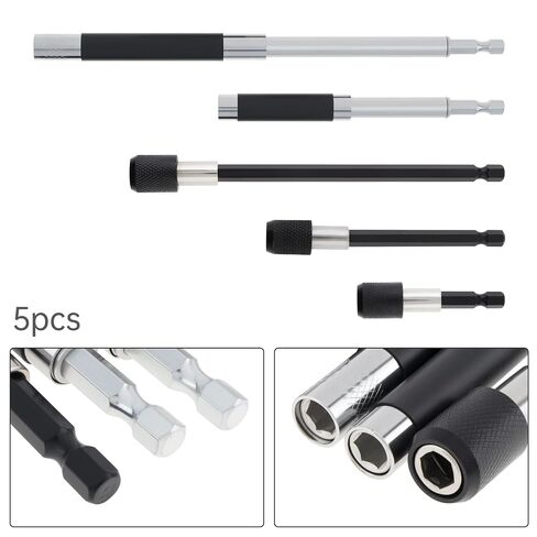 ChgImposs 5PCS Magnetic Drill Bit Extension Set – 60/100/150MM (2-3/8",4",6",) Fixed + 80/120MM(3.15"/4.72") Adjustable Magnetic Screwdriver Bit Holders, 1/4" Hex Quick Release Adapter in Kuwait