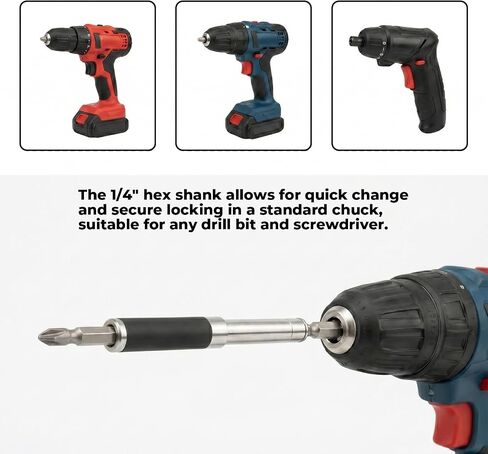 5 Pcs Magnetic Drill Bit Holder Set, Adjustable 3.15/4.7/5.5 in (80/120/140mm) Drill Bit Extension with 1/4 Hex, Screwdriver Bit Holders for Screwdriver Bits, Nuts, Sockets in Kuwait