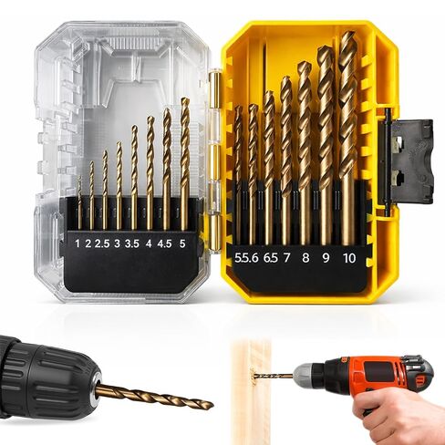 Drill Bit Set, 15PCS Twist Drill Bits Kit with Storage Case, Multi Size Jobber Drill Bits for Metal Drilling and DIY Use in Kuwait