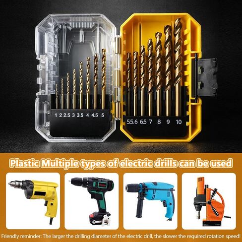 Drill Bit Set, 15PCS Twist Drill Bits Kit with Storage Case, Multi Size Jobber Drill Bits for Metal Drilling and DIY Use in Kuwait