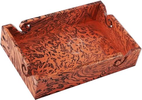 Hind Handicrafts صينية تخزين غزل عتيقة مصنوعة يدويًا من الخشب الصلب - حامل لإكسسوارات خطاف الكروشيه - منظم متعدد الأغراض (خشب الساج البني 1، 12 بوصة × 8 بوصة × 2.5 بوصة) in Kuwait