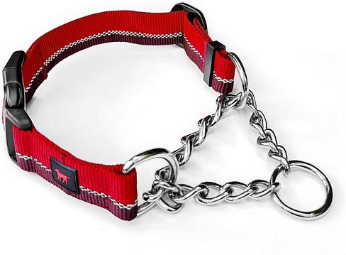 Tuff Pupper Martingale Collar for Dogs | Gentle Nylon & Steel Chain Limited Cinch Design is Perfect for Training | Dual Leash Attachment Points | Durable Quick Release Buckle | Sizing for All Breeds in Saudi Arabia