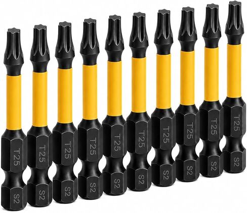 10-Pack T25 Torx Bits for Impact Driver, 2'' Magnetic Star Bits Drill Bit Set, S2 Steel, 1/4'' Hex in Kuwait