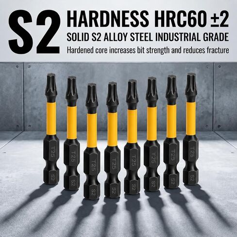 10-Pack T25 Torx Bits for Impact Driver, 2'' Magnetic Star Bits Drill Bit Set, S2 Steel, 1/4'' Hex in Kuwait