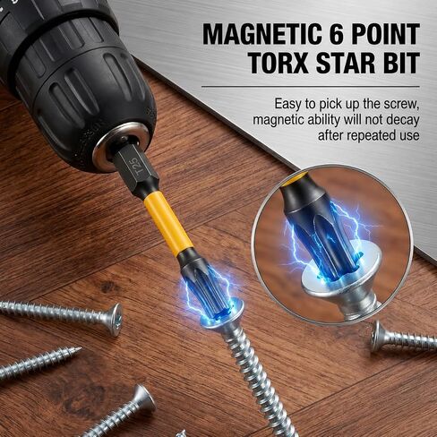 10-Pack T25 Torx Bits for Impact Driver, 2'' Magnetic Star Bits Drill Bit Set, S2 Steel, 1/4'' Hex in Kuwait