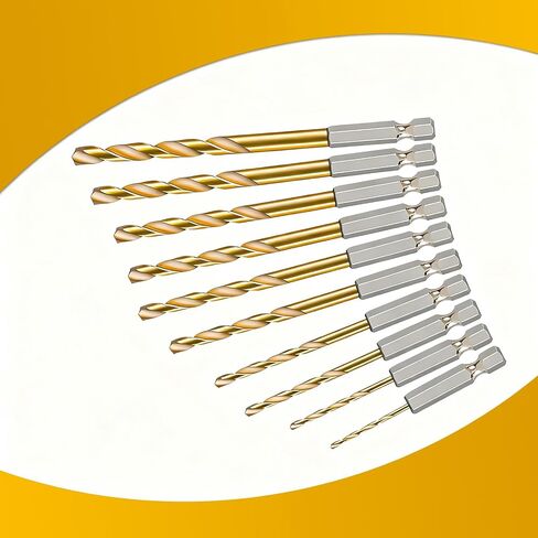13-Piece HSS Drill Bit Set, 1/16 in- 1/4 inHex Shank, High-Speed Steel Alloy for Jade, Wood, Soft Metal & Plastic, for Electric Drill Tools in Kuwait