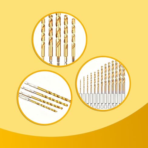 13-Piece HSS Drill Bit Set, 1/16 in- 1/4 inHex Shank, High-Speed Steel Alloy for Jade, Wood, Soft Metal & Plastic, for Electric Drill Tools in Kuwait