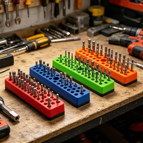 Magnetic Bit Holder Drill Bit Organizer 1/4" Drill Bit 172 Holes | 4 PCs, Magnetic Tool Holder with Magnet Base for Screwdriver Bits in Kuwait