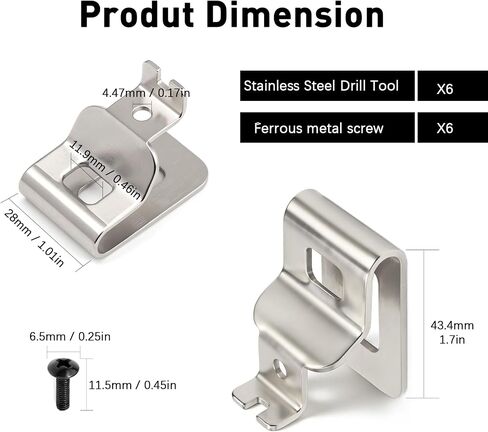 Belt Clip Hook for DeWalt 20V MAX Drill, 6 Pack Replacement Clips | 6-pack belt clip hooks for DeWalt 20V MAX drills, keeps tools secure on belt for quick access during work in Kuwait