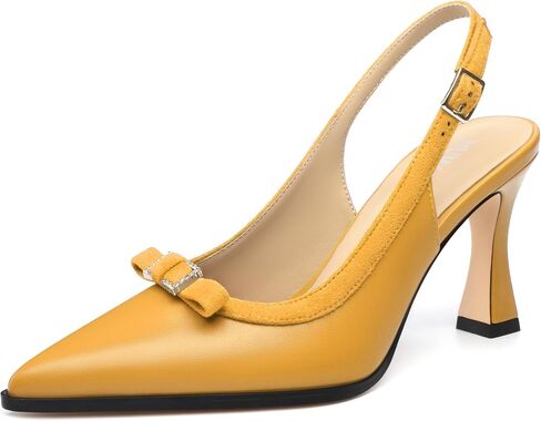 NUMALEO Slingback Heels for Women,High Heeled Pumps Pointed Toe Stiletto Bow Heels Elegant High Heels 3.35 Inch for Dress Party Wedding Date in Kuwait
