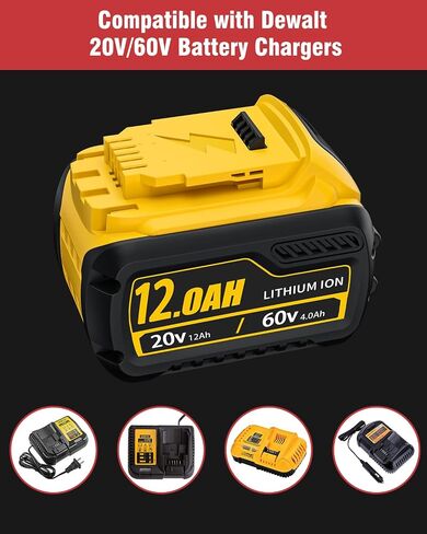 60V MAX Battery Replacement for Dewalt Flexvolt 20V/60V Battery | 12.0 Ah-DCB612, 2-Pack in Kuwait