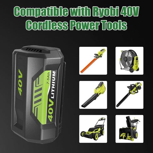 Enermall 1Pack 7.5Ah OP40601 Replacement for Ryobi 40V Battery Compatible with Ryobi 40 Volt Battery Lithium OP4040 OP40401 OP4026 OP40261 OP4050 OP40201 Compatible with 40V Battery Power Tools | Compatible with Ryobi 40 Volt Battery Lithium OP4040 OP4040 in Saudi Arabia